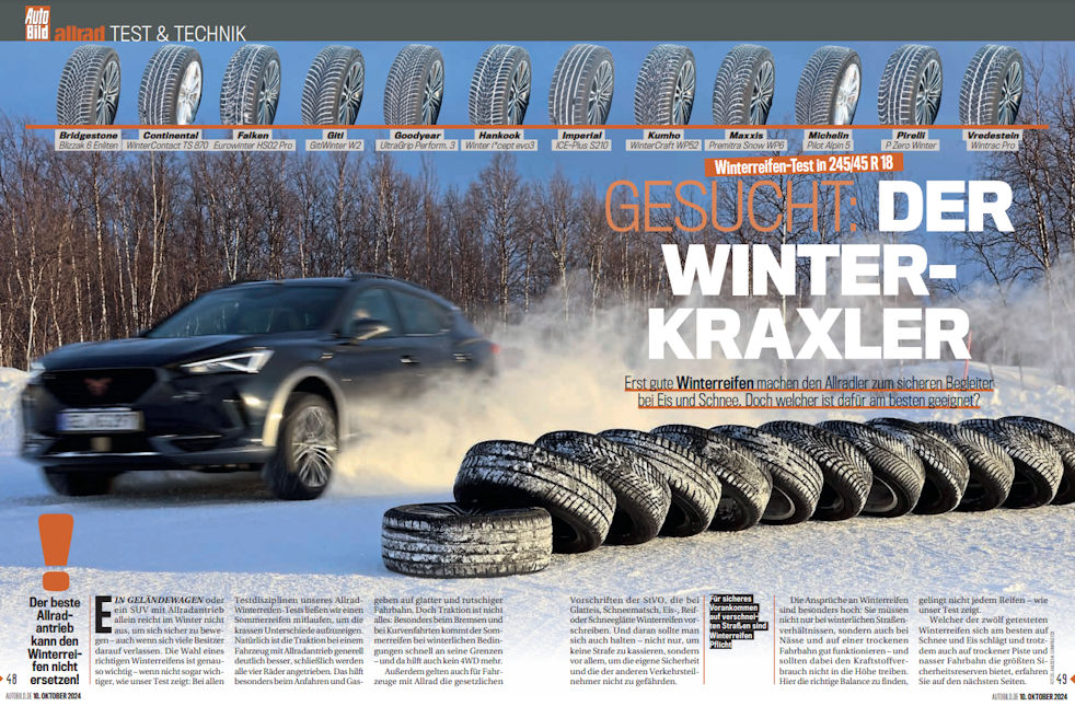 5 top SUV winter tyres in Auto Bild Allrad test