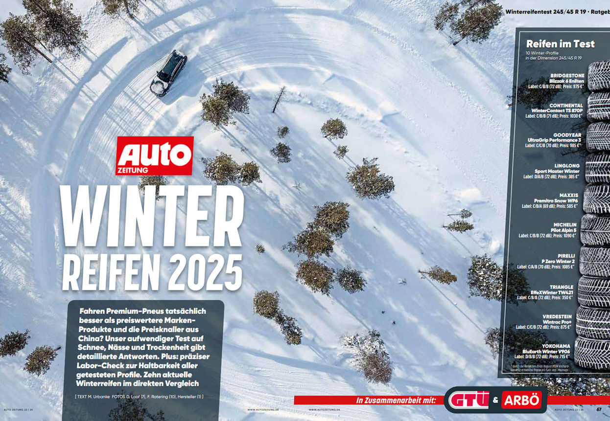 Premium tyres on top in Autozeitung winter test